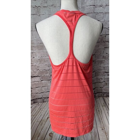 Athleta Orange Racerback Tank Top Thin Sheer Stripes Size ST Small Tall Workout - Picture 4 of 6